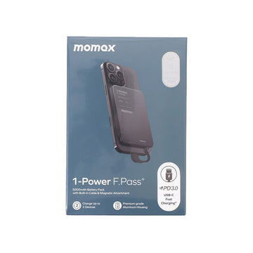MOMAX 1-Power F.Pass+ 5000mAh Powerbank with Built-in Cable - Black