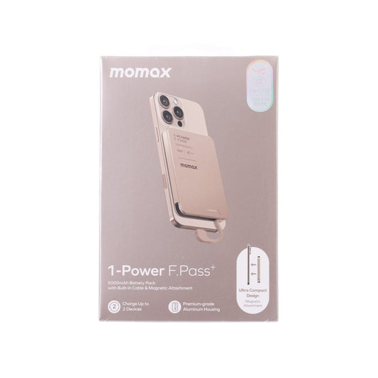 MOMAX 1-Power F.Pass+ 5000mAh Powerbank with Built-in Cable - Desert Titanium