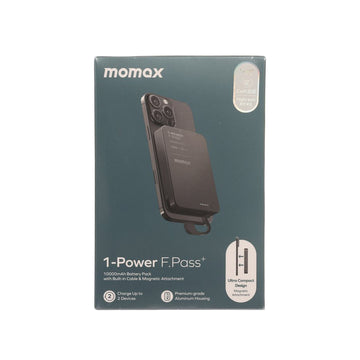 MOMAX 1-Power F.Pass+ 10000mAh Powerbank with Built-in Cable - Black