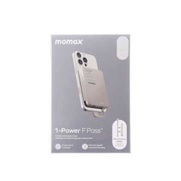 MOMAX 1-Power F.Pass+ 10000mAh Powerbank with Built-in Cable - Titanium
