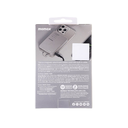 MOMAX 1-Power F.Pass+ 10000mAh Powerbank with Built-in Cable - Titanium