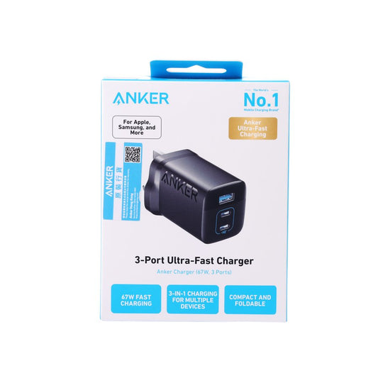 ANKER 336 Charger 67W Dual PD 3 Port Wall Charger - Black