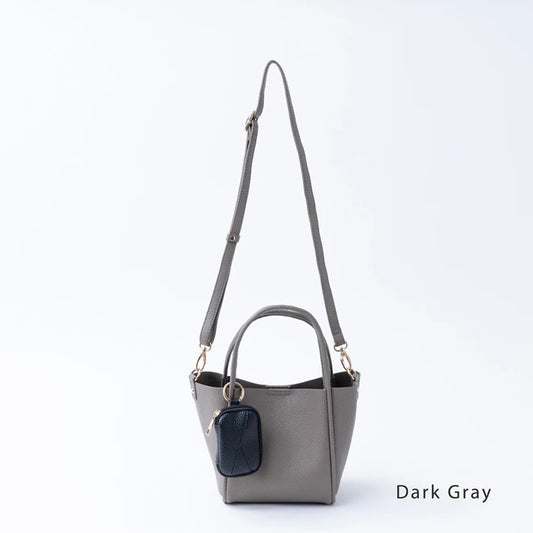 MAISON VERT Lightweight 2-Way Tote with Mini Pouch - Dark Gray