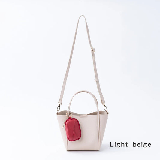 MAISON VERT Lightweight 2-Way Tote with Mini Pouch - Light Beige