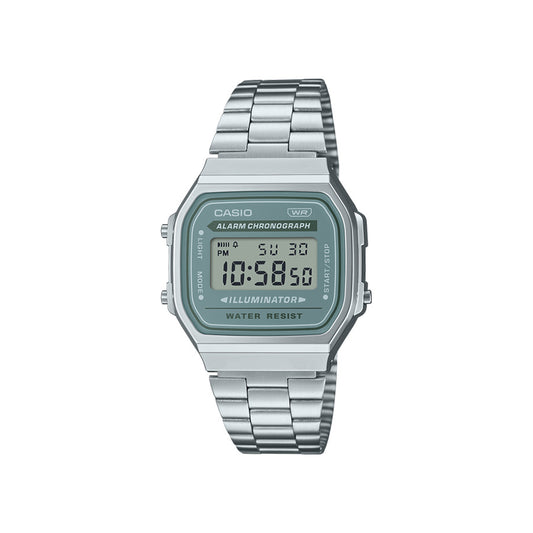 CASIO General - Digital Watch - A168WA-3A - Silver Case/Blue Green Dial