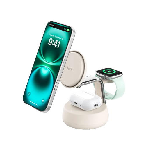 BELKIN UltraCharge Pro QI2 3In1 Magnetic Charging Stand Sand