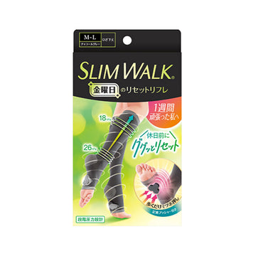 SLIMWALK Graduated Compression Stockings with Acupressure Points, Sizes M-L, Open Toe