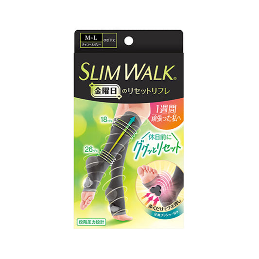 SLIMWALK Graduated Compression Stockings with Acupressure Points, Sizes M-L, Open Toe