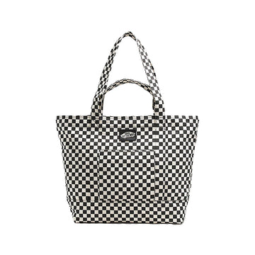 VAN'S Tell All 拉鍊手提袋 - 棋盤格黑