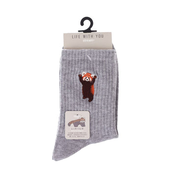 ASSIST S26 AS Red Panda Embroidery Crew Socks ANS072