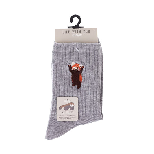 ASSIST S26 AS Red Panda Embroidery Crew Socks ANS072