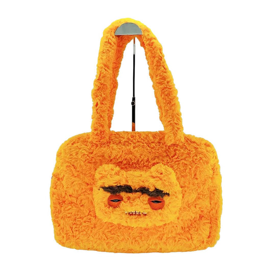 FUGGLER Fuggler放克牙寶 毛毛絨面公仔頭手提袋 - 橙色
