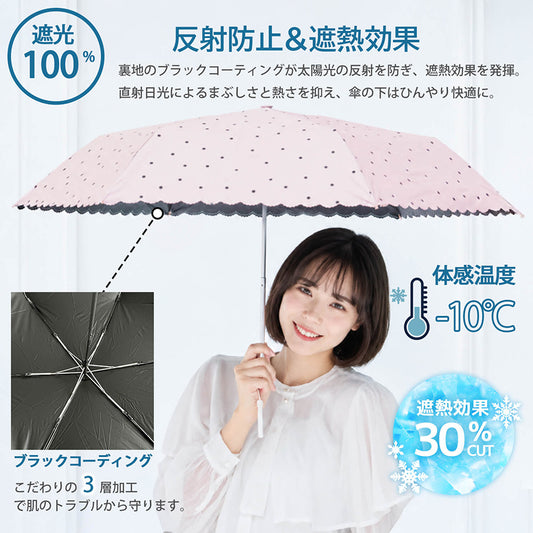 NAKATANI S26 Naka 50cm UV Misty Dot Fold Umbrella - Pink Beige