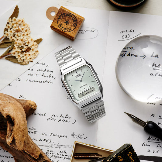 CASIO Vintage AQ-230A-7A錶 - 銀色