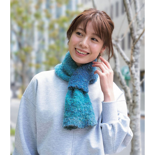 COGIT F26 Cogit Gradient Boucle Knit Scarf - Blue