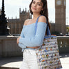 JDF Wonderful Adventure Dream Blue Argyle Tote Bag