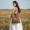 JDF Yogis Cat and Flower Brown Tatra Mountain Tote Bag