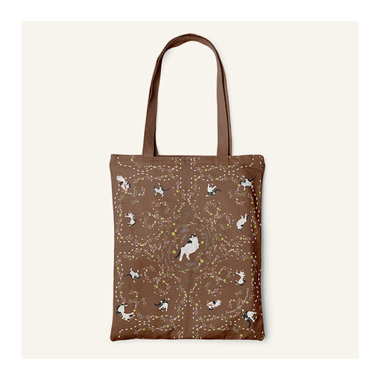 JDF Yogis Cat and Flower Brown Tatra Mountain Tote Bag