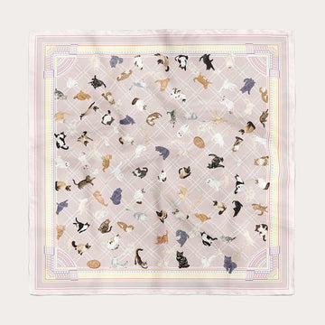 JDF Meow Cuddle Plaid Tea Rose
Pink Silky Scarf (70cm)