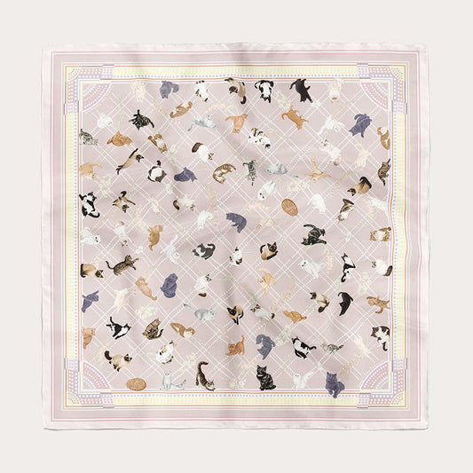 JDF Meow Cuddle Plaid Tea Rose
Pink Silky Scarf (70cm)