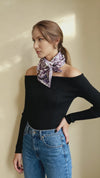 JDF Secret Violet Garden Houndstooth Silky Scarf (90cm)