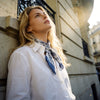 JDF Toile De Jouy Dusty Blue Silky Scarf (90cm)