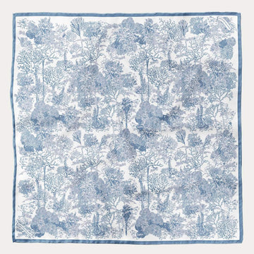 JDF Toile De Jouy Dusty Blue Silky Scarf (90cm)