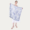 JDF Toile De Jouy Dusty Blue Silky Scarf (90cm)