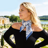 JDF Toile De Jouy Dusty Blue Silky Scarf (90cm)