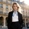 JDF Toile De Jouy Dusty Blue Silky Scarf (90cm)