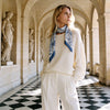 JDF Toile De Jouy Dusty Blue Silky Scarf (90cm)