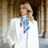 JDF Toile De Jouy Dusty Blue Silky Scarf (90cm)