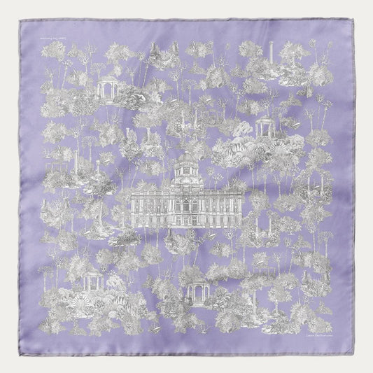 JDF Toile De Jouy Subaqueous Palace Purple Silky Scarf (90cm)
