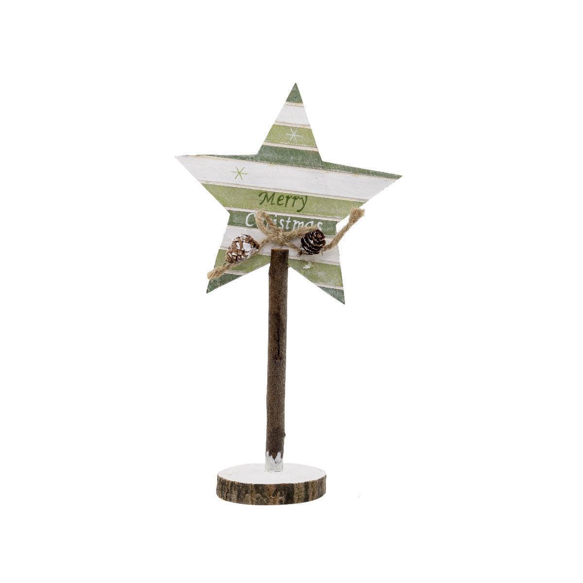 R&W Star W/Wood Trunk Green 28cm - LOG-ON