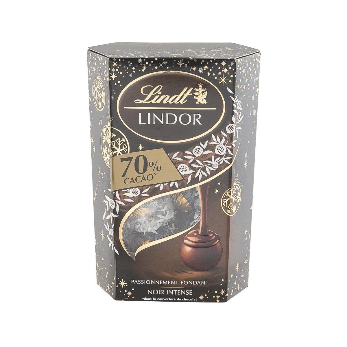 LINDT Boules Lindor Noir Cornet - Dark Chocolate 70% Balls  (200g) - LOG-ON