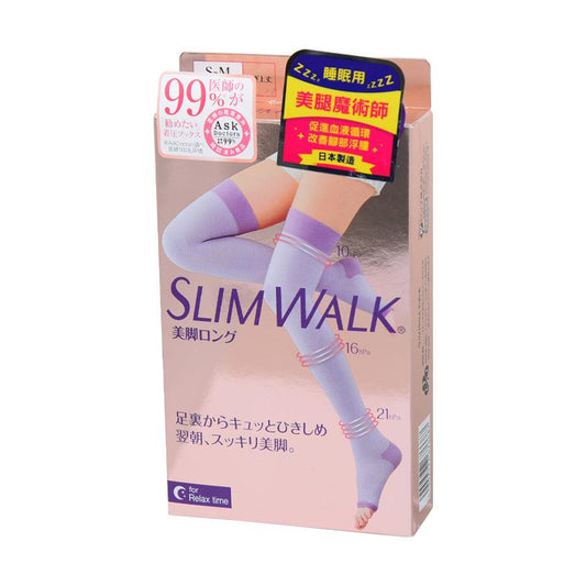 SLIMWALK Compression Open-Toe Socks For Night, Long Type Lavender (S-M) - LOG-ON