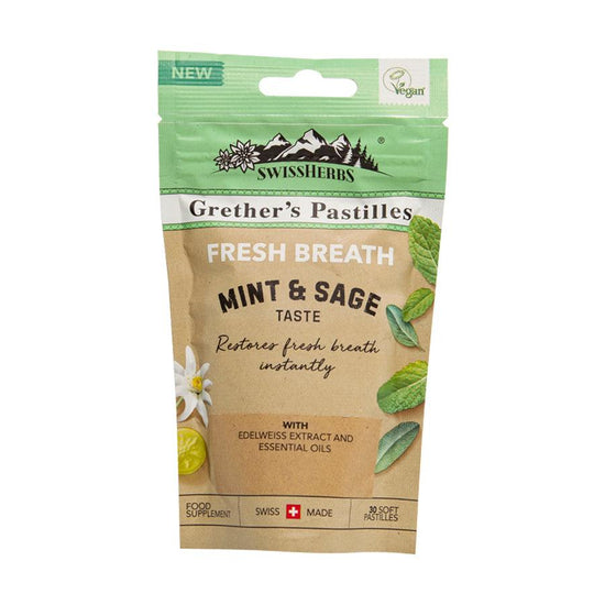 GRETHER'S Fresh Breath - Mint & Sage Taste Food Supplement  (45g) - LOG-ON