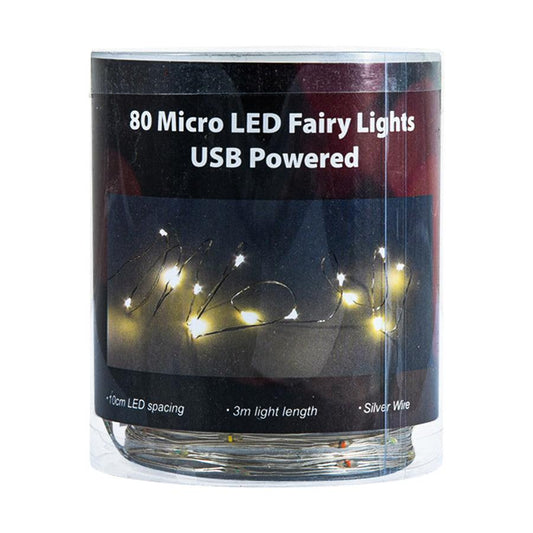 TRENDECOR USB 80 LED Dewdrop 8M Silver Wire - Multi (RGYB) - LOG-ON