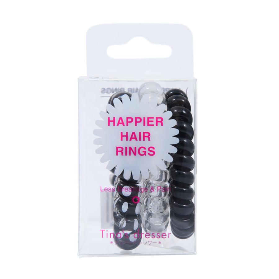 TINA'S DRESSER Happier Hair Rings - Black (3pcs) - LOG-ON