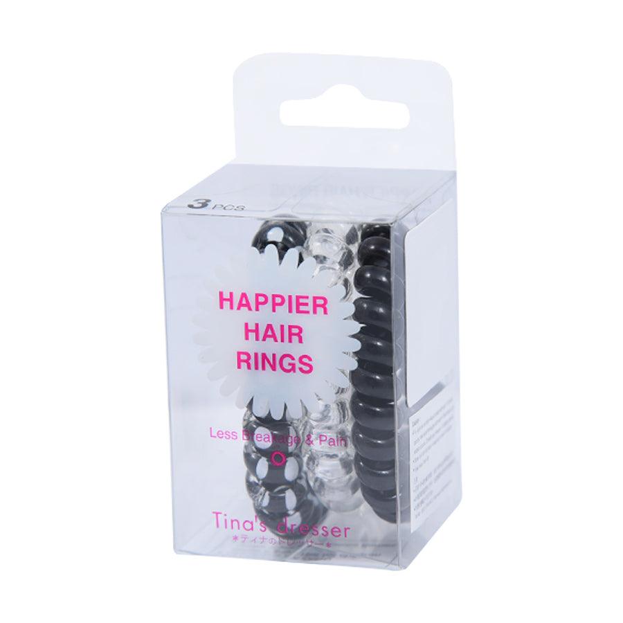 TINA'S DRESSER Happier Hair Rings - Black (3pcs) - LOG-ON