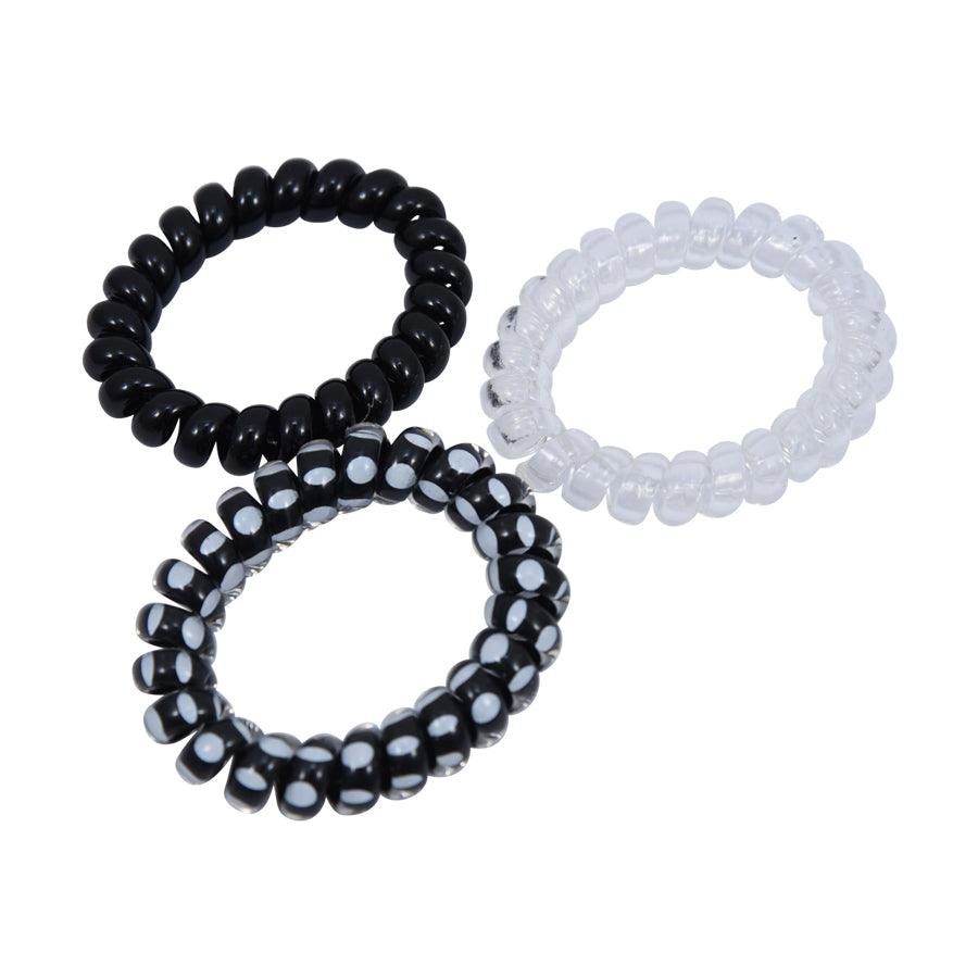 TINA'S DRESSER Happier Hair Rings - Black (3pcs) - LOG-ON