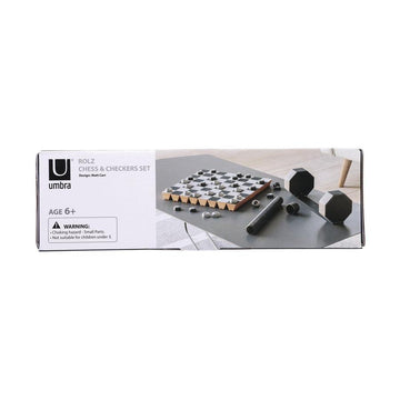 UMBRA Rolz Chess/Checkers Set Black - LOG-ON