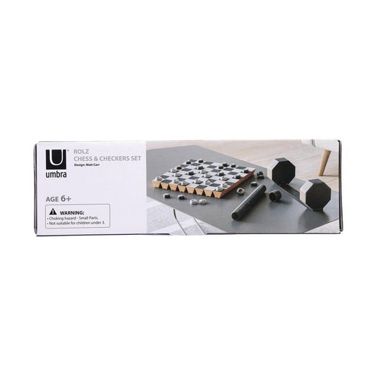 UMBRA Rolz Chess/Checkers Set Black - LOG-ON