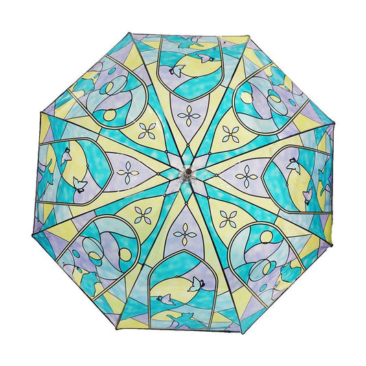 TOMO Stained Glass Umbrella Cat and Butterfly Blue (345g) - LOG-ON