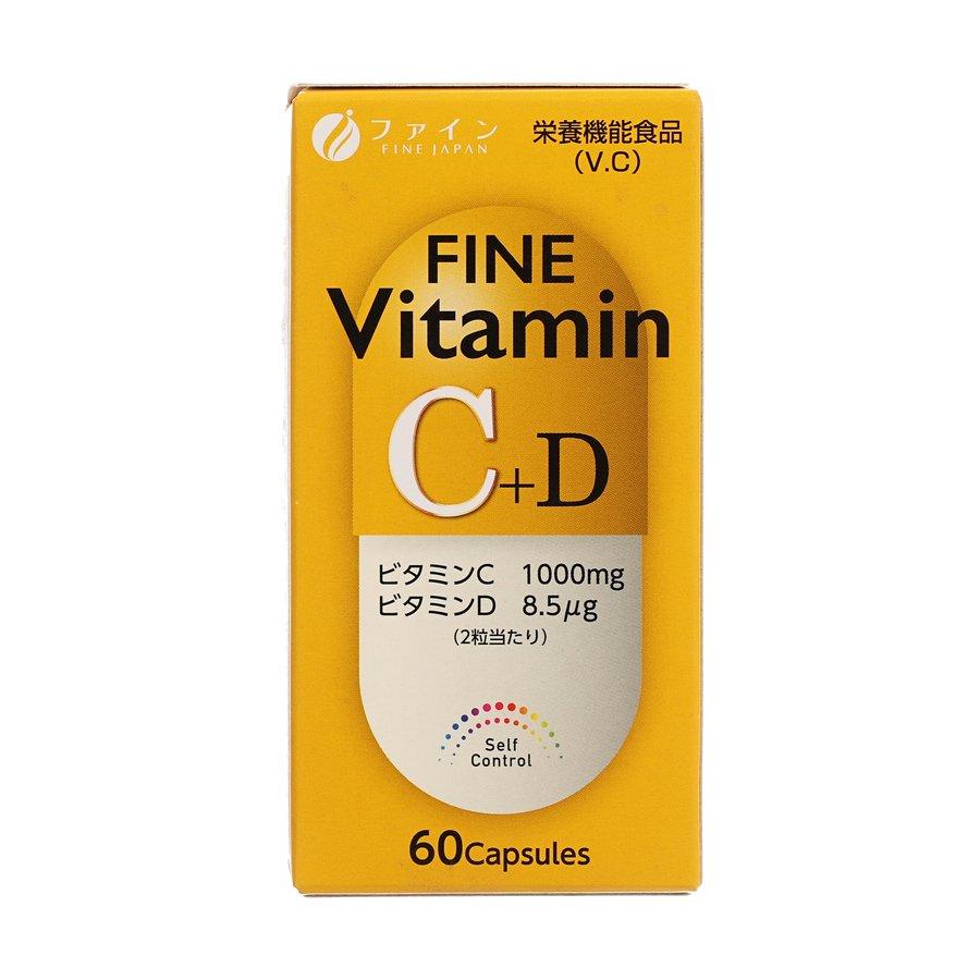 FINE JAPAN Vitamin C+D Capsule (60 x 650mg) - LOG-ON