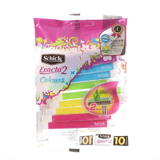 SCHICK Exacta 2 Disposable Razor 10s - Pink - LOG-ON