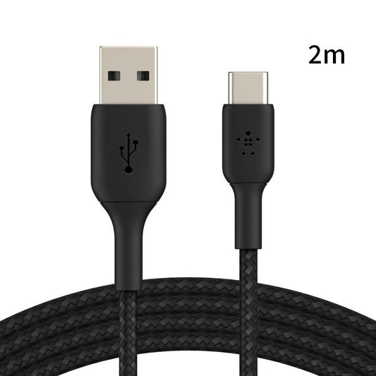 BELKIN Braided USB-A to USB-C 2M Cable Black - LOG-ON