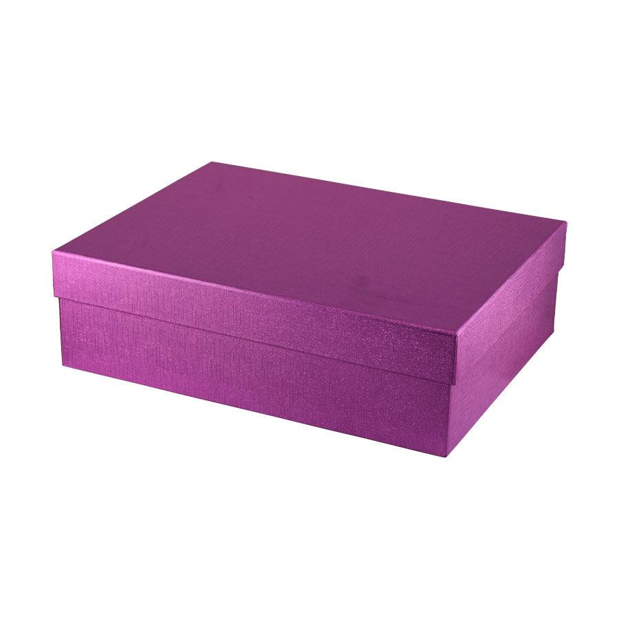 YUCCA Metallic Retangular Box Purple 395X300X120mm - LOG-ON