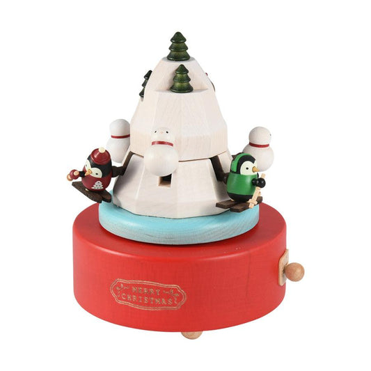 WOODERFUL LIFE Music Go Round Xmas Penguin Skiing - LOG-ON