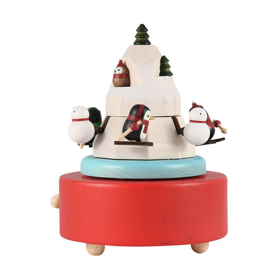 WOODERFUL LIFE Music Go Round Xmas Penguin Skiing - LOG-ON